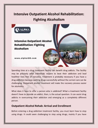 Intensive Outpatient Alcohol Rehabilitation: Fighting Alcoholism