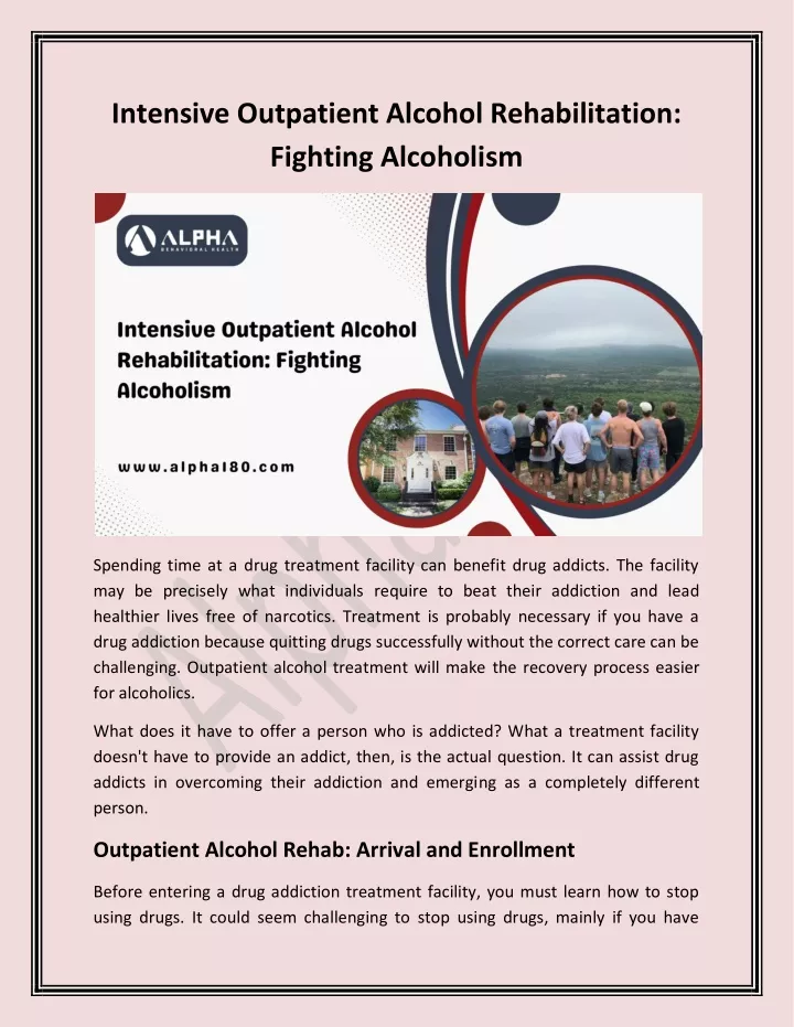 intensive outpatient alcohol rehabilitation