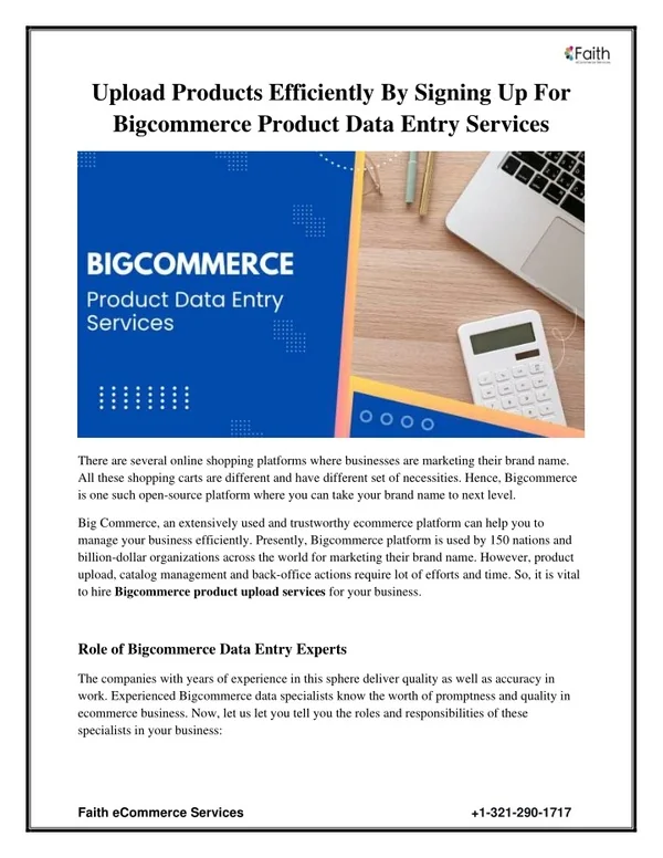 Upload Products Efficiently By Signing Up For Bigcommerce Product Data Entry Services