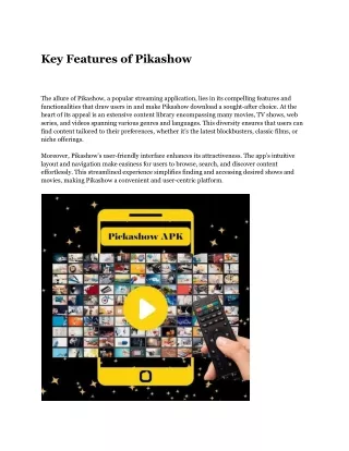 Key Features of Pikashow
