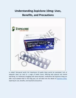 Understanding Zopiclone 10mg: Uses, Benefits, and Precautions