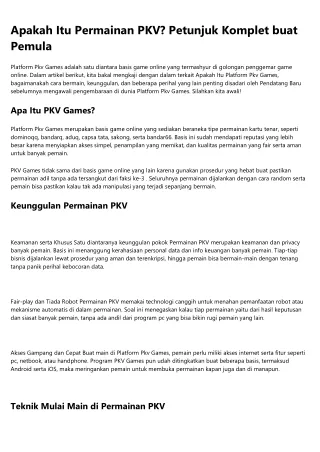 Apakah Itu   Platform Pkv Games? Pedoman Komplet buat Pemula