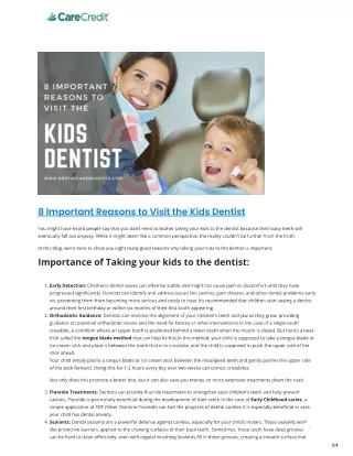 8 Important Reasons to Visit the Kids Dentist