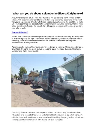 what can you do about a plumber in gilbert