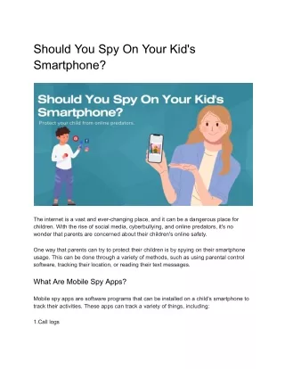 Should You Spy On Your Kid's Smartphone
