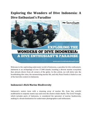 Exploring the Wonders of Dive Indonesia_ A Dive Enthusiast's Paradise