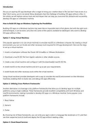 Overcoming Obstacles: Building iOS Apps without a Mac using Windows Tools