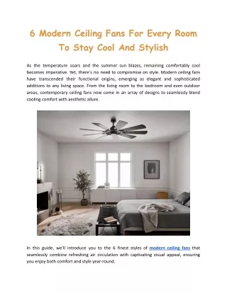 6 Modern Ceiling Fans For Every Room To Stay Cool And Stylish
