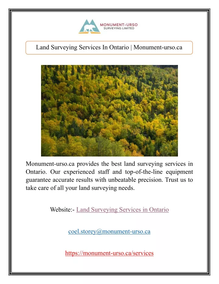 land surveying services in ontario monument urso