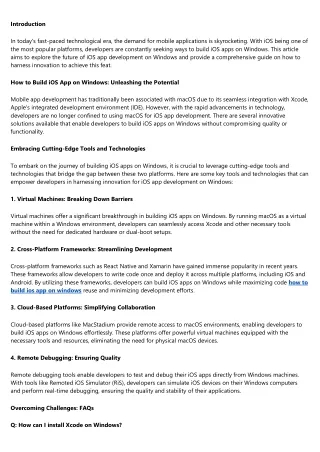 Harnessing Innovation: The Future of iOS App Development on Windows