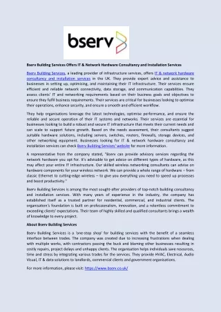 bserv building services offers it network