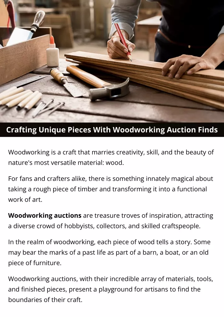 crafting unique pieces with woodworking auction