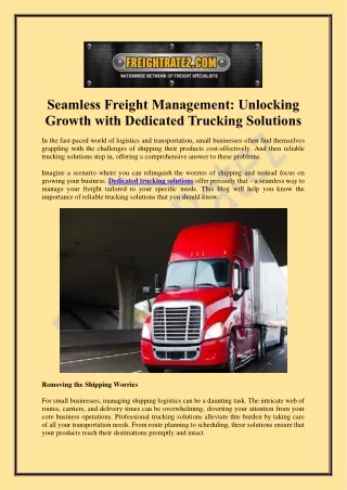 Hire Dedicated Trucking Solutions in your Budget Range