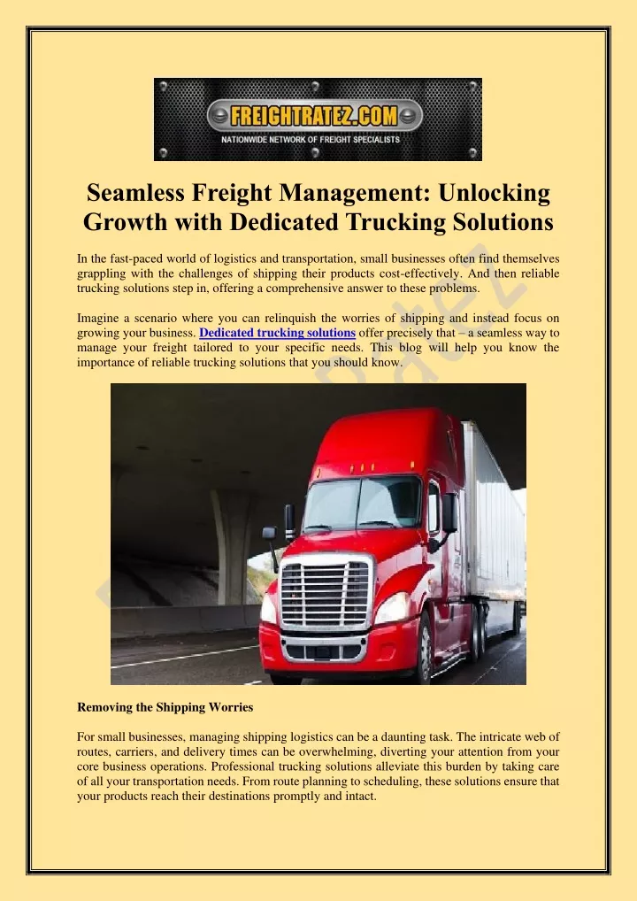 seamless freight management unlocking growth with