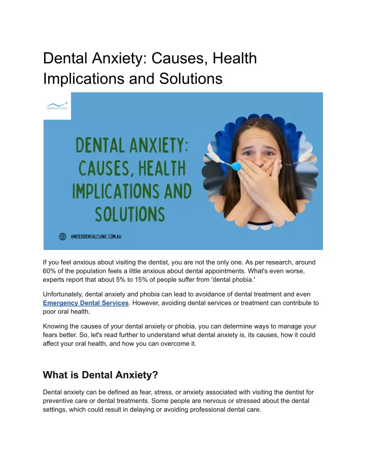dental anxiety causes health implications