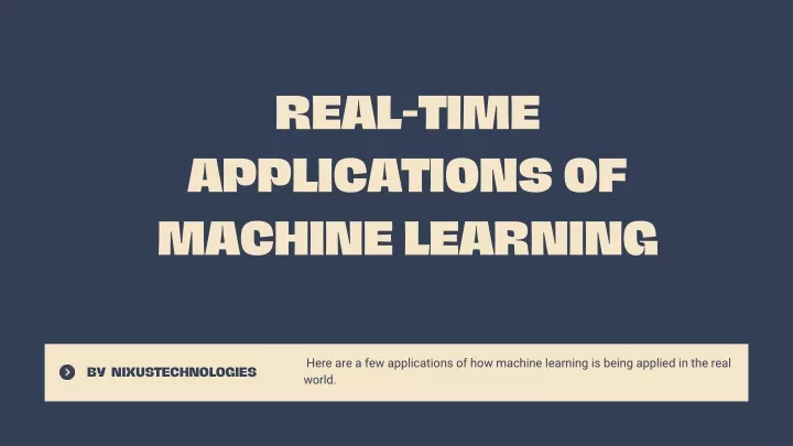 real time applications of machine learning