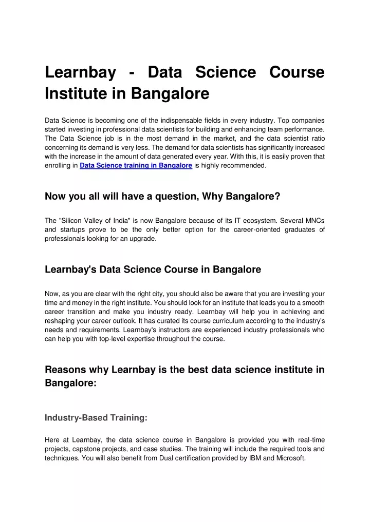 learnbay data science course institute