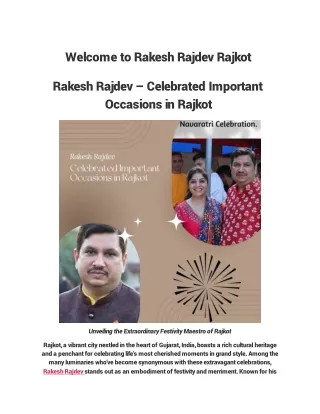 Rakesh Rajdev - Celebrated Important Occasions in Rajkot