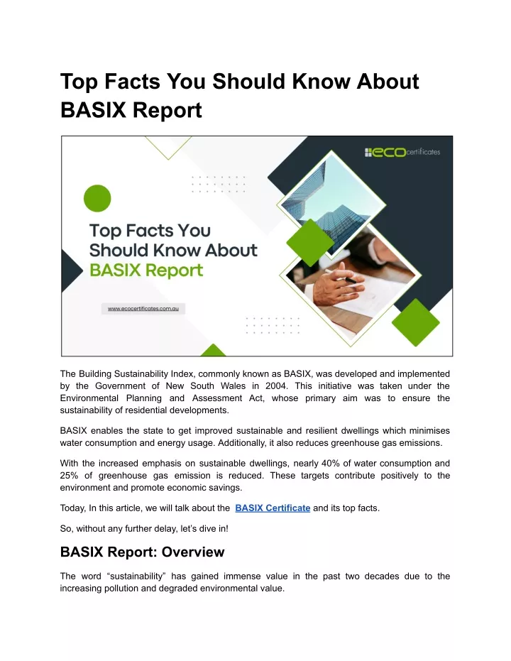 top facts you should know about basix report