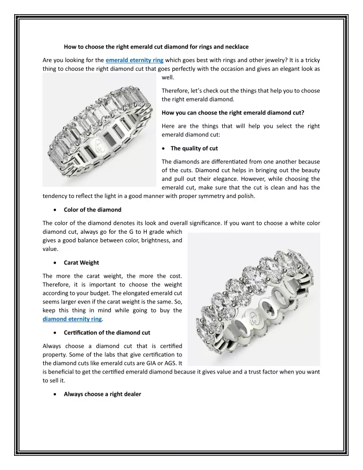 how to choose the right emerald cut diamond