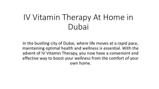IV Vitamin Therapy At Home in Dubai