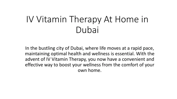 iv vitamin therapy at home in dubai