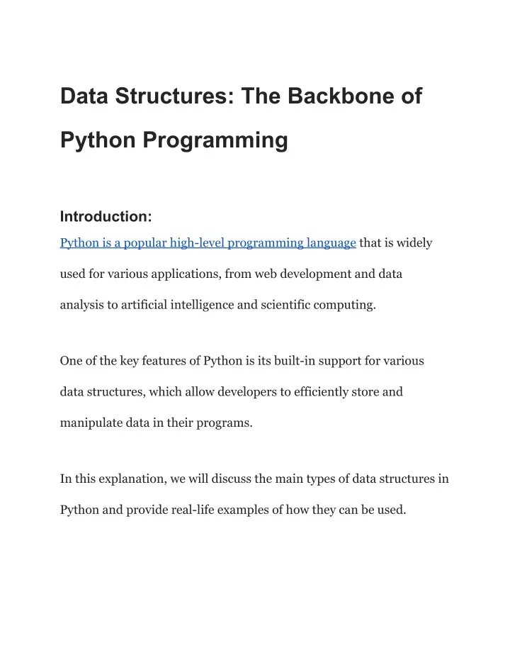 PPT - Data Structures_ The Backbone of Python Programming PowerPoint ...