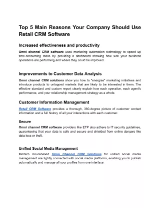top 5 main reasons your company should use retail