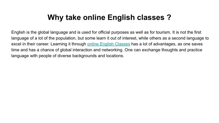 why take online english classes