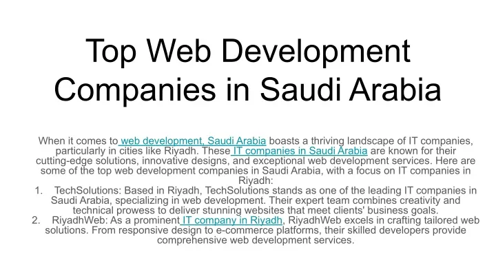 top web development companies in saudi arabia