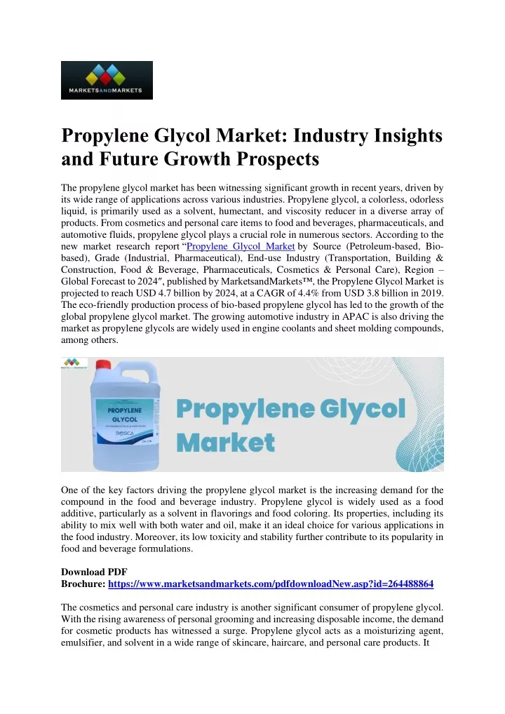 propylene glycol market industry insights