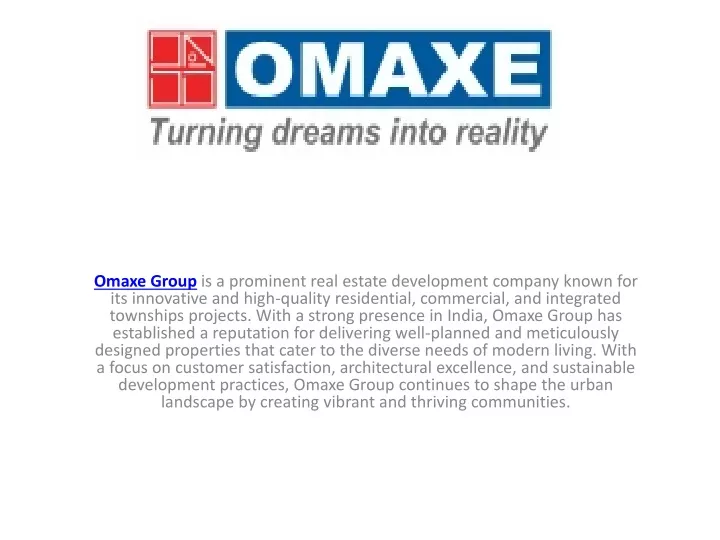 omaxe group is a prominent real estate