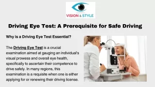 Driving Eye Test A Prerequisite for Safe Driving