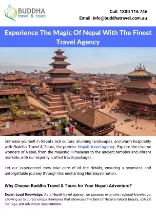 Experience The Magic Of Nepal With The Finest Travel Agency