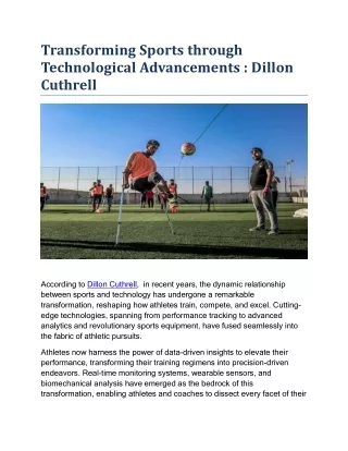 Transforming Sports through Technological Advancements DILLON PDF