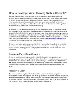 how to develop critical thinking skills