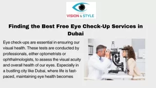 Finding the Best Free Eye Check-Up Services in Dubai