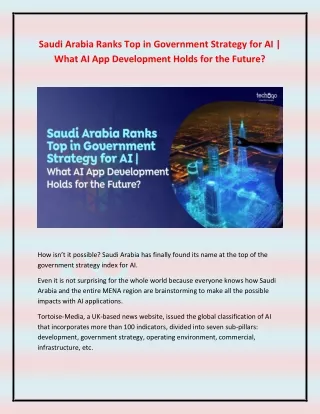 Saudi Arabia Ranks Top in Government Strategy for AI - What AI App Development Holds for the Future
