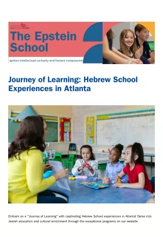 Journey of Learning: Hebrew School Experiences in Atlanta