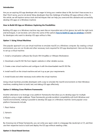 Overcoming Obstacles: Building iOS Apps without a Mac using Windows Tools