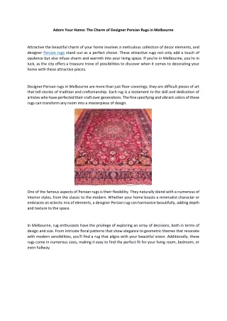 Adorn Your Home The Charm of Designer Persian Rugs in Melbourne