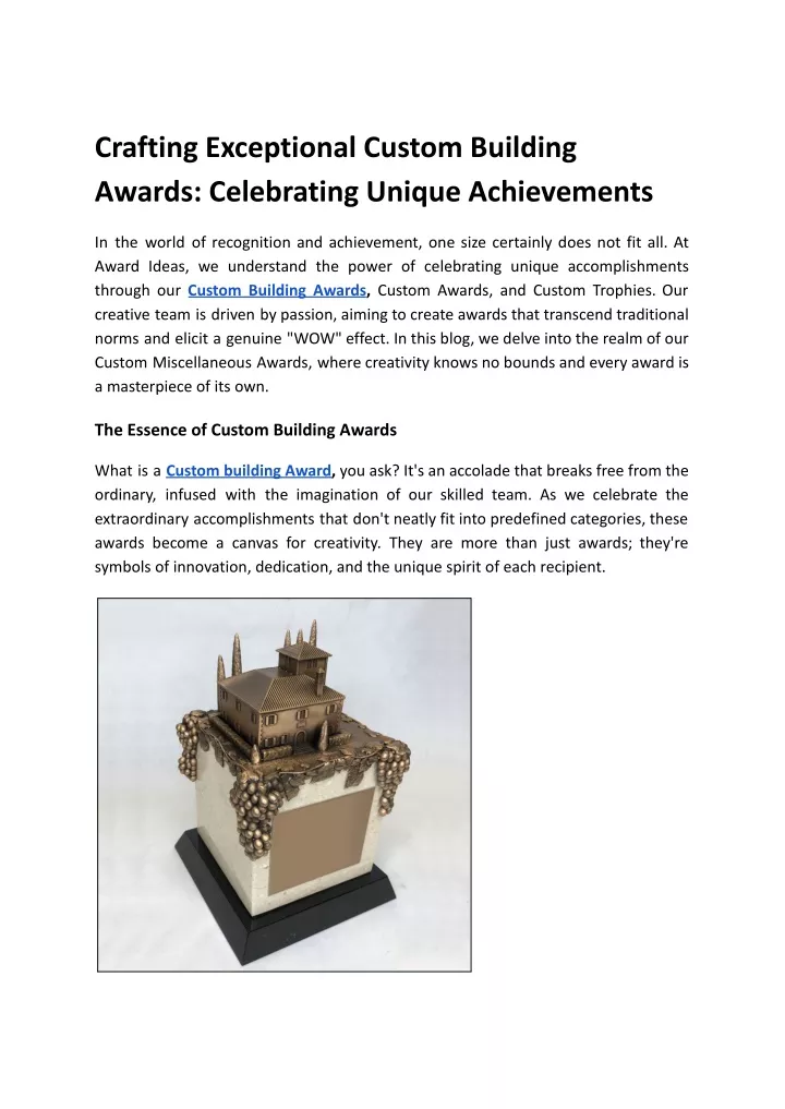 crafting exceptional custom building awards
