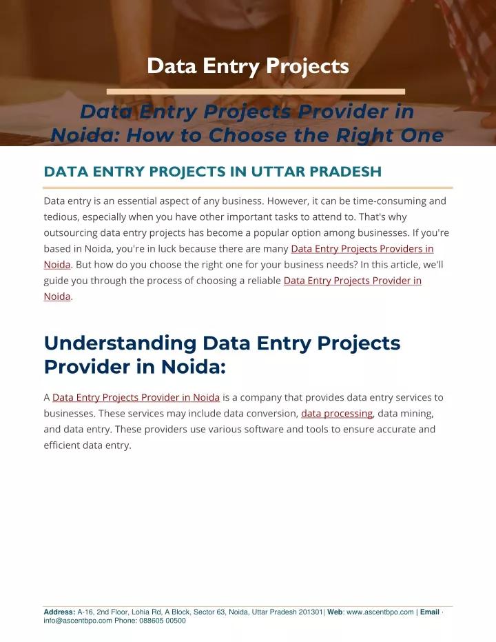 data entry projects