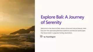 Explore Bali- A Journey of Serenity