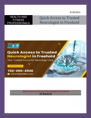 Quick Access to Trusted Neurologist in Freehold