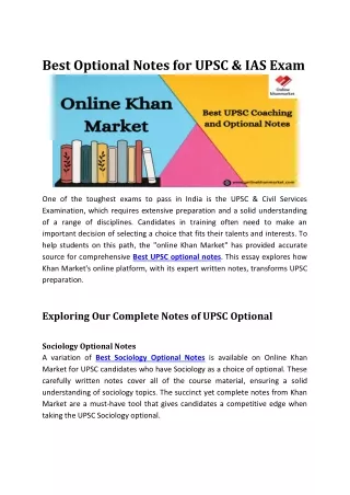 Best Optional Notes for UPSC