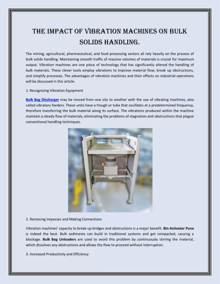 the impact of vibration machines on bulk solids