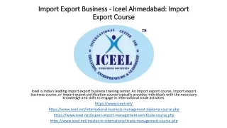 Import Export Business - Iceel Ahmedabad: Import Export Course
