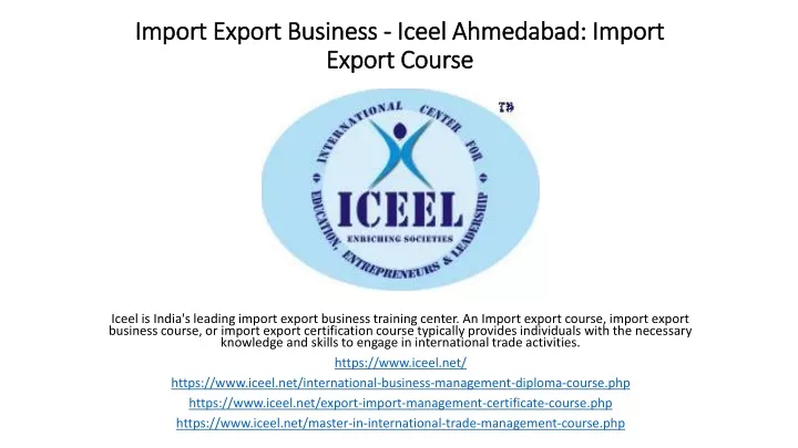 import export business iceel ahmedabad import export course