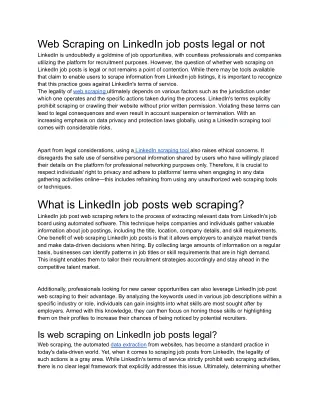 Web Scraping on LinkedIn job posts legal or not